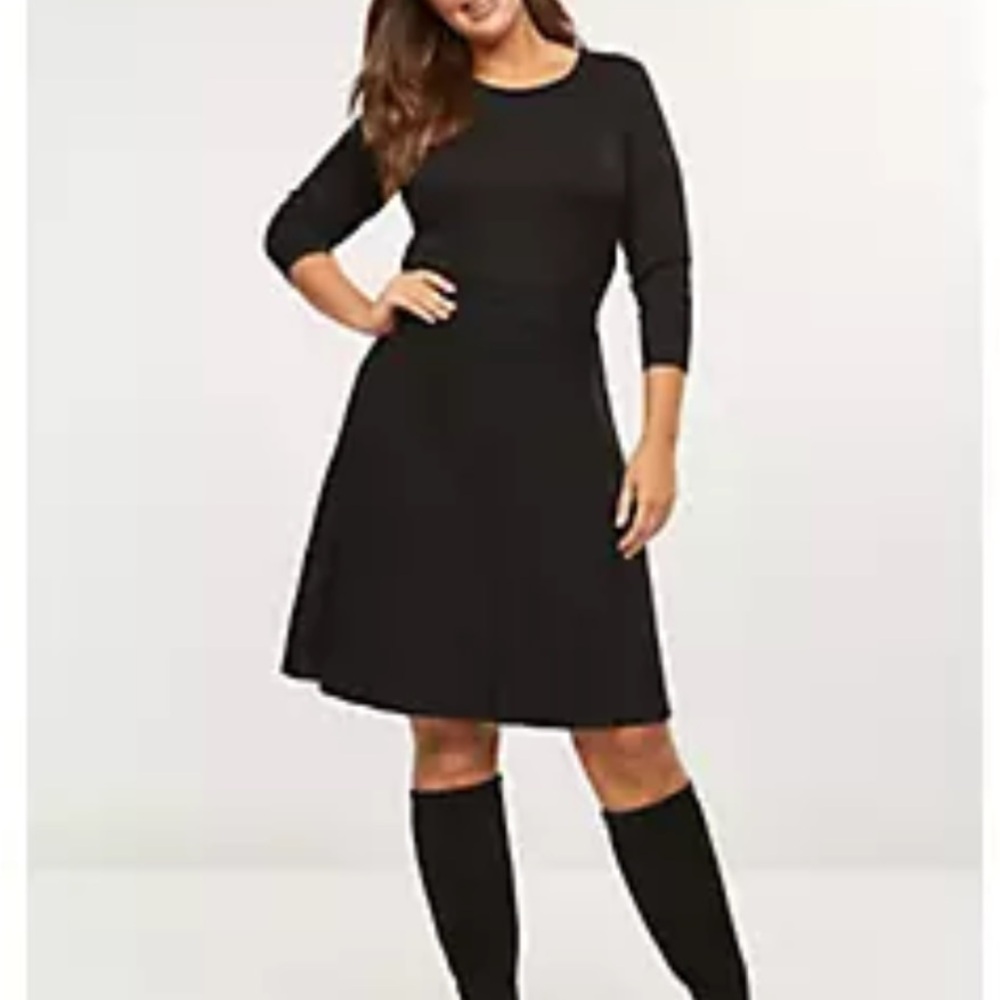 Lane Bryant Pleated Fit & Flare Sweater Dress - 14/16
